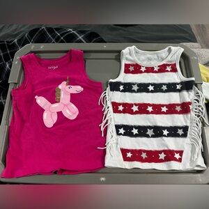 Pink Balloon Unicorn Tank Top and Starry Striped Tank